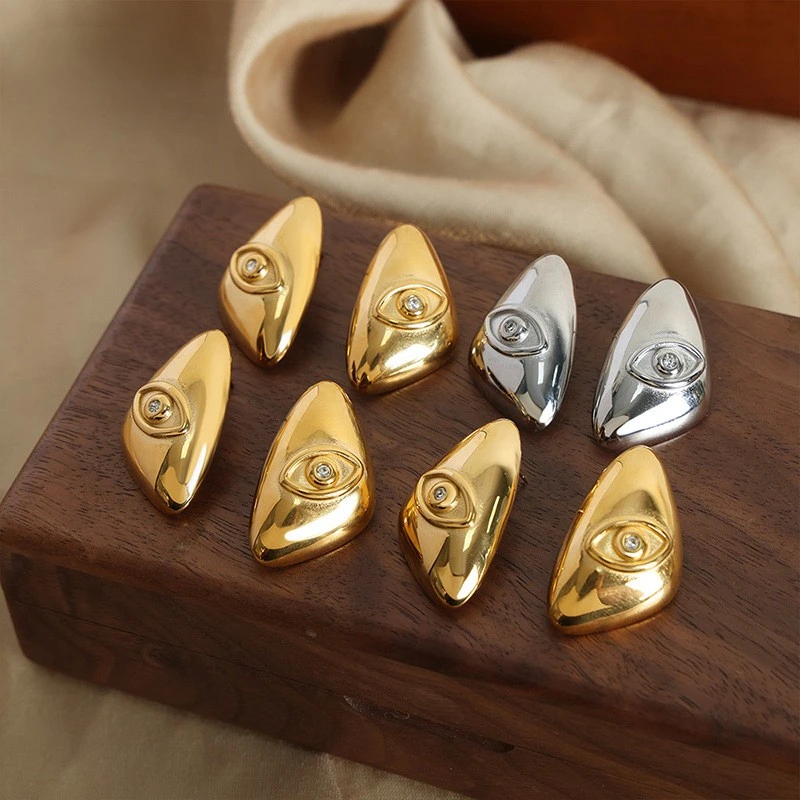 

2024 New Design Devil Eyes Zirconia Waterproof Jewelry Earring Stainless Steel 18K Gold Plated Statement Stud Earrings YF4130