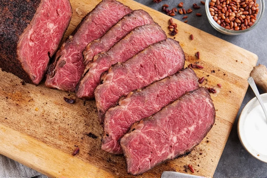 Smoked salt beef slices