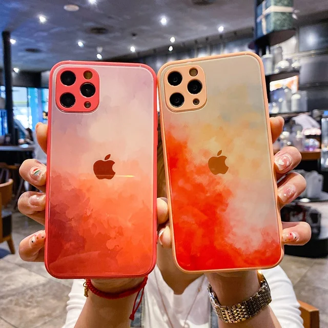

Fashion Shockproof Watercolor Printing TPU Plating Soft Phone Case Back Cover for iphone 6 7 8 x xs 11 12 pro max, Colorful