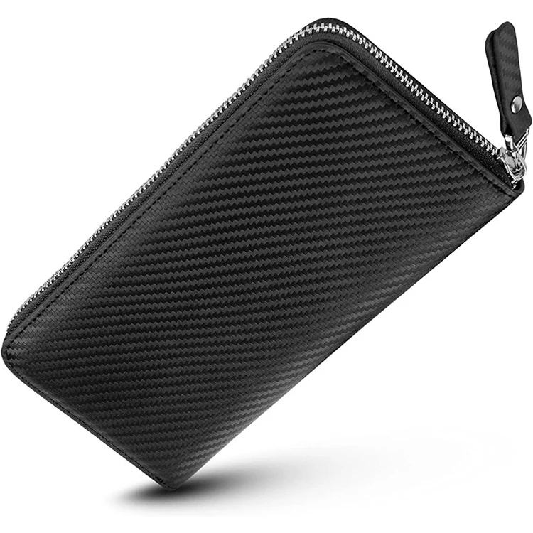 

carbon fiber luxury business wallet for travel long men wallets, Black