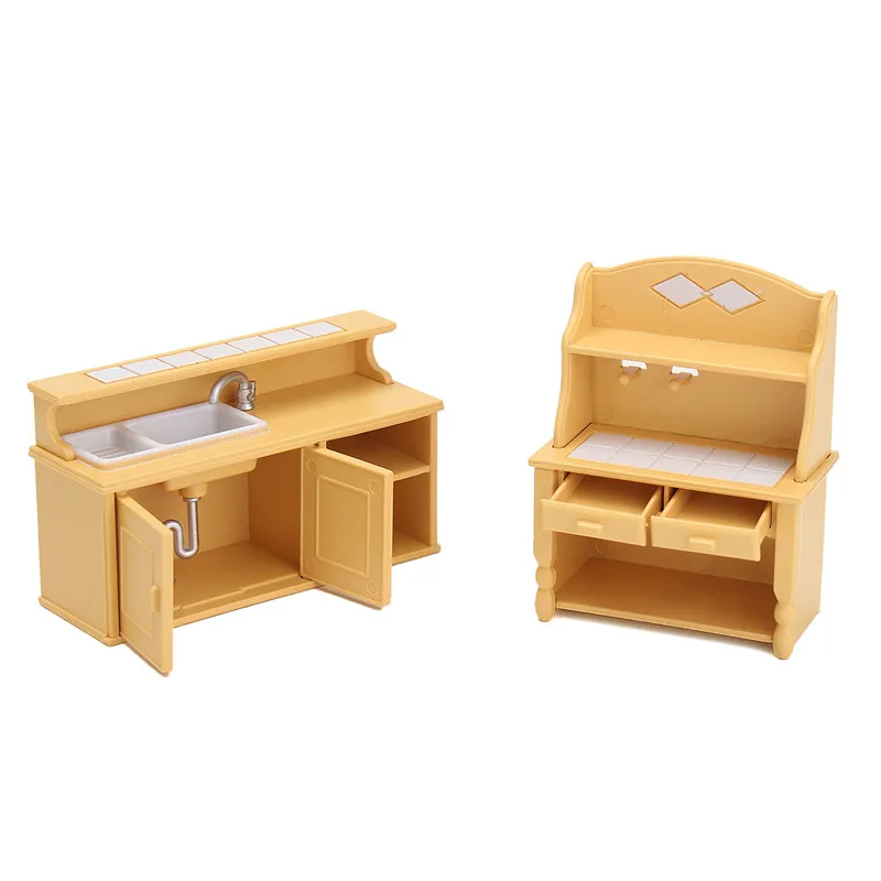 

DIY Miniatures Furniture Household Kitchen Dresser Cabinet Dressing Table Sets For Mini Dollhouse Acessories Decor Gift Toy, Picture