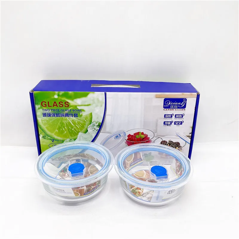 

Custom high quality negative pressure cover fresh keeping bowl 2 pcs set, Transparent