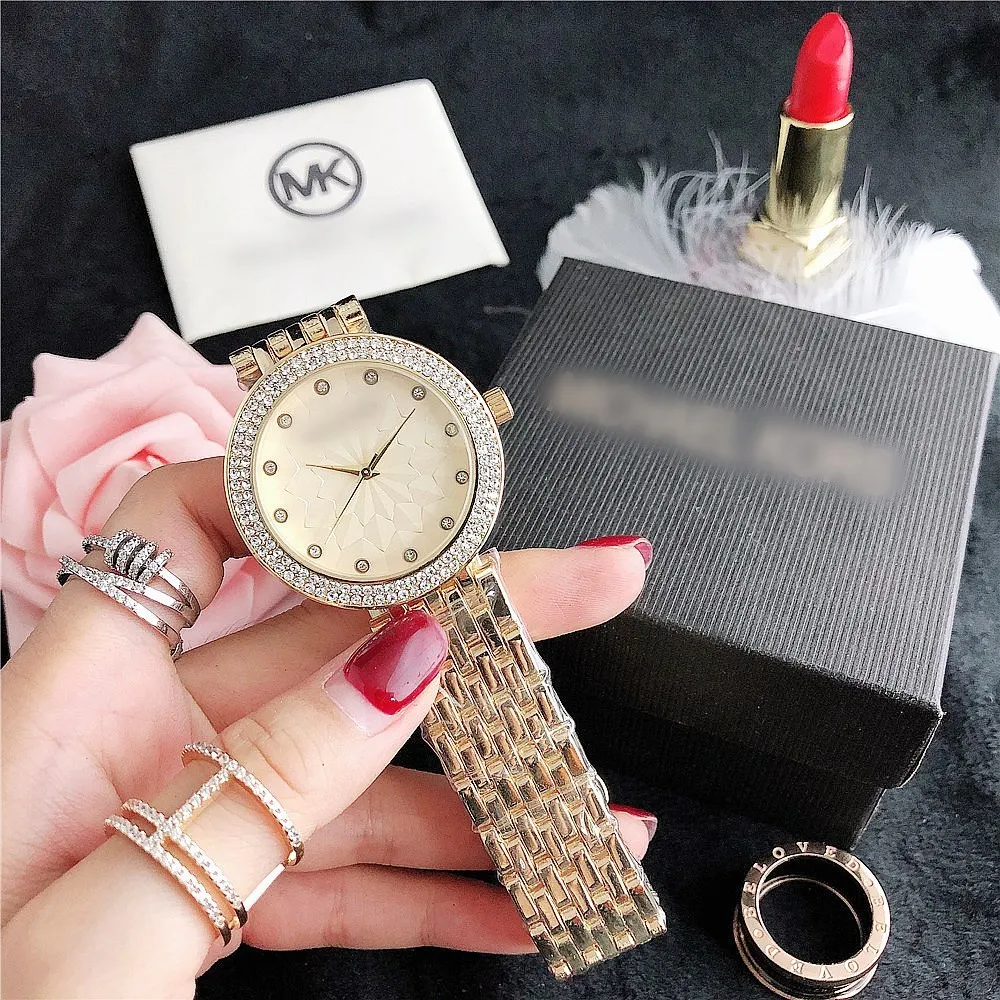 

Retail waterproof stainless steel case crystal stone Carisen watches for woman womens gold watch golden hour watch