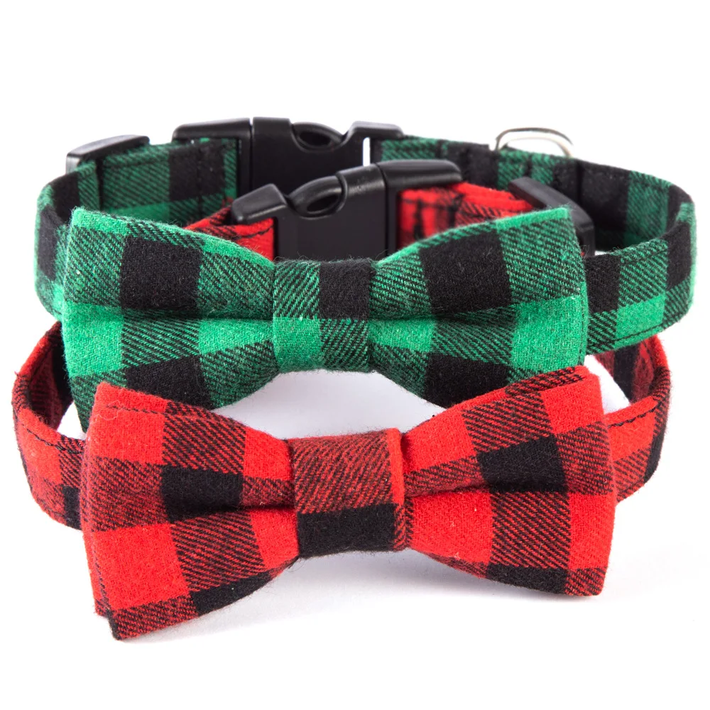 

Pet gift adjustable soft unique style Christmas dog collar bow, Red, green, pink, white