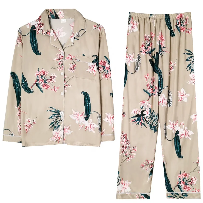 

2021 Spring spring autumn women's long-sleeved trousers two-piece at home wear hot pajamas manufacturer wholesale temperament wo