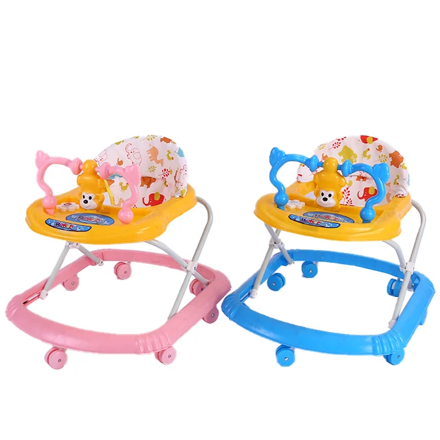 

Round Baby Walker Swivel Wheels Multifunction Pink Blue Army Frame Universal Plastic Type height adjustable walker for baby, Green pink blue aqua