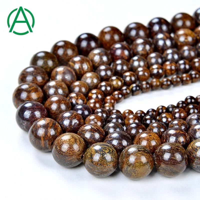 

ArthurGem Natural Round Jewelry Stone 4mm/6mm/8mm/10mm/12mm Bronzite Stone Loose Beads for Jewelry Making, 100% natural color