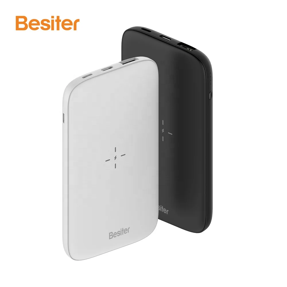 

wireless power bank ultra slim 5000 mAh magnetic powerbank external phone charger for phone 12, Black white