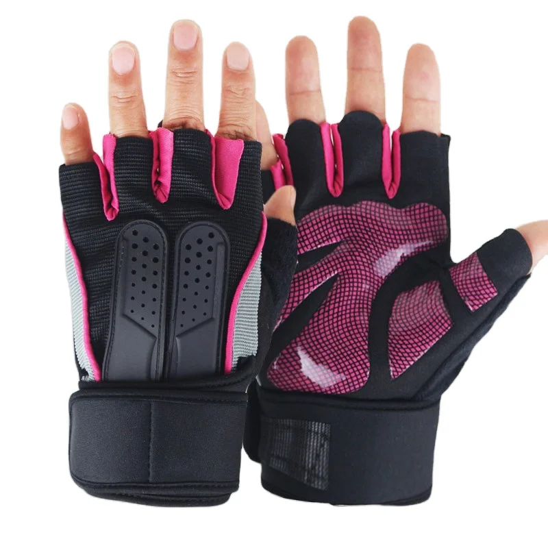 

High quality durable wear resistant cycling gloves for outdoor sport, Pink orange blue