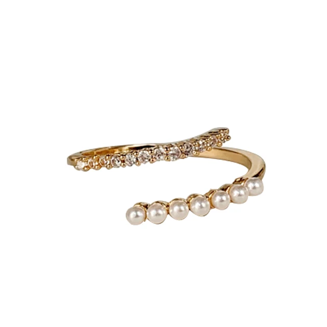 

Pearl Golden Accessory Crystal Rhinestone Ring for Women