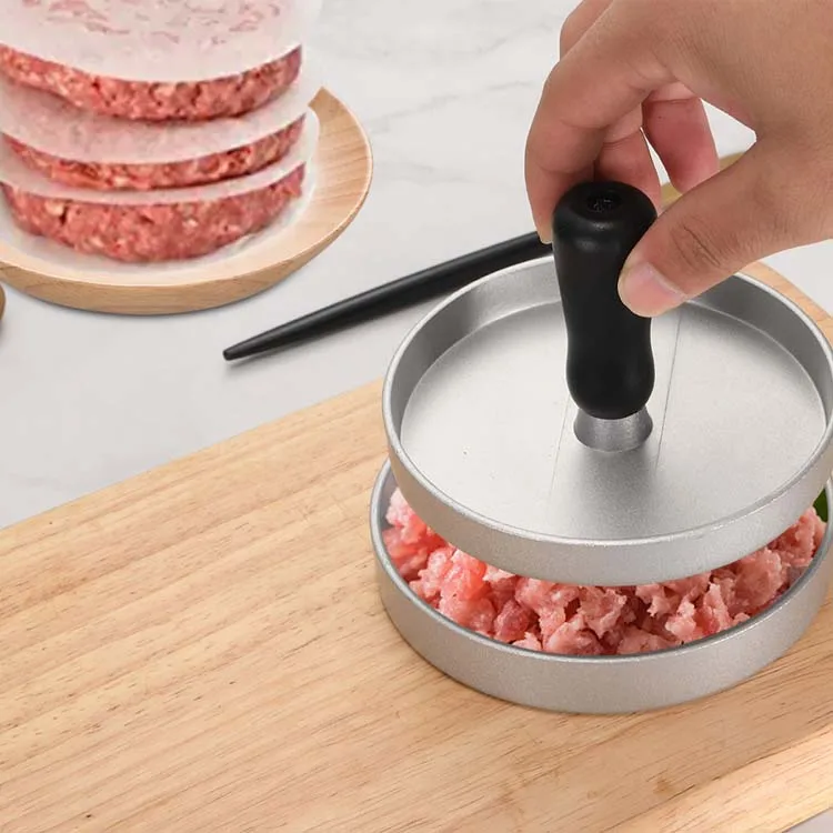 

Aluminium Alloy Burger Press Patty Press Maker Hamburger Press with with 100 Wax Papers for BBQ Grill