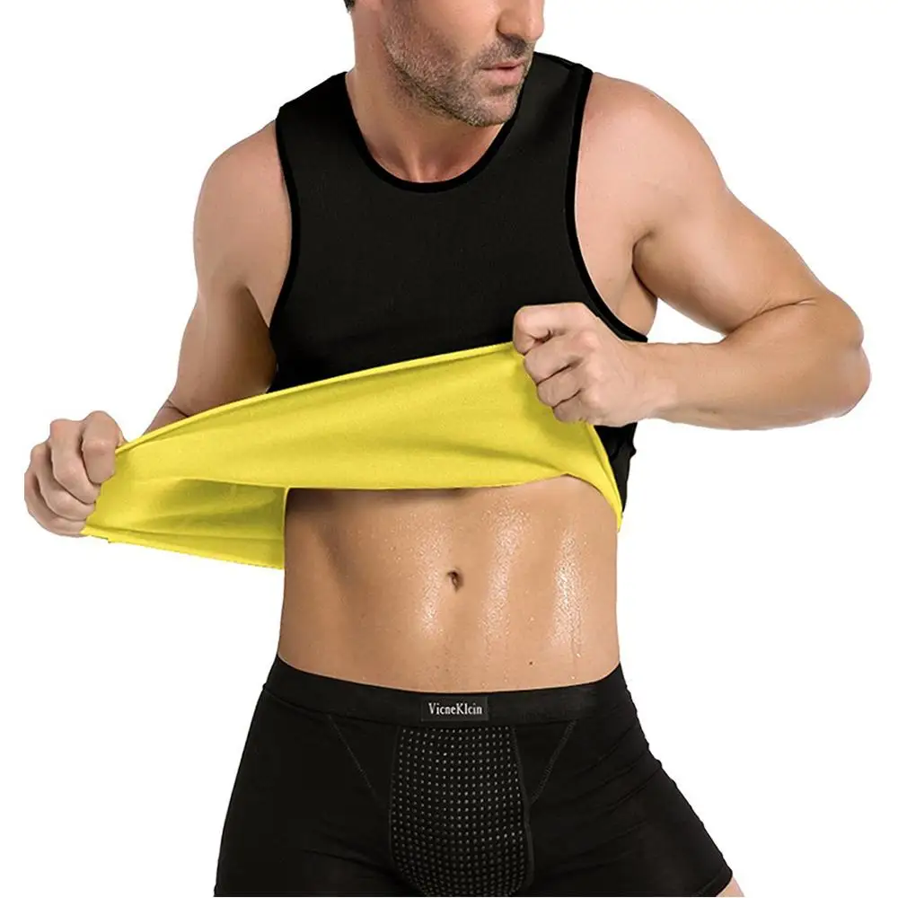 

Neoprene Body Shaper Gym Workout Tank Top Mens Sauna Waist Trainer Corset Vest for Weight Loss Hot Sweat Men Vest, Black