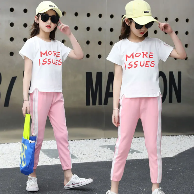 

Sports new style girls clothing set summer clothes girl teen suit children clothing casual clothes for kids