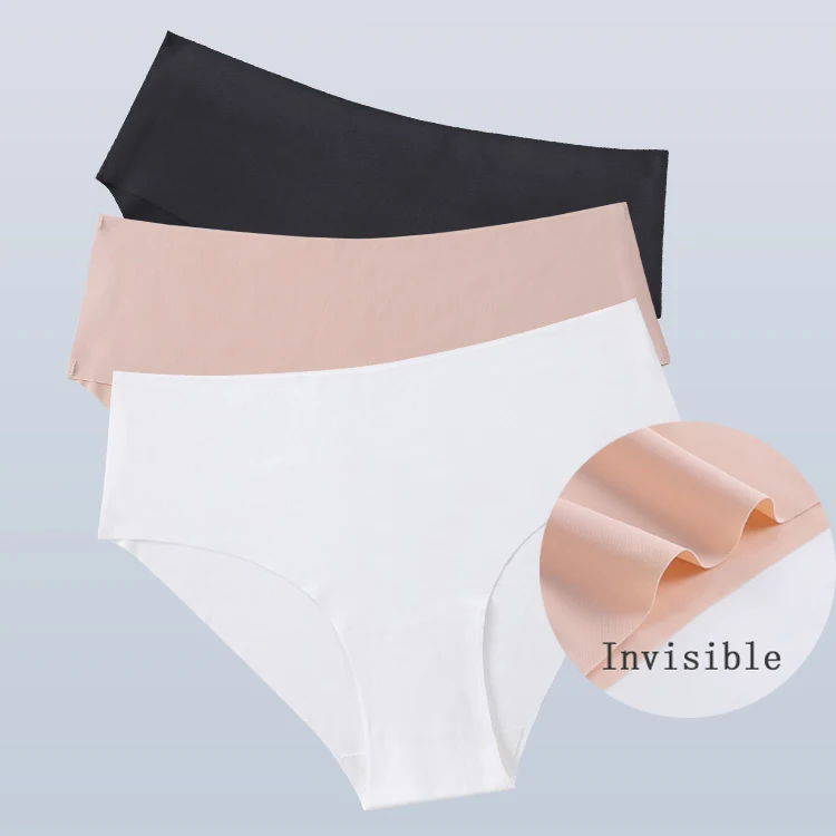 

High Waist Seamless Panties High-Rise Sexy Satin Panties One Piece Soft Seamless Invisible Underwear Lacer Cut Panty, Black skin white