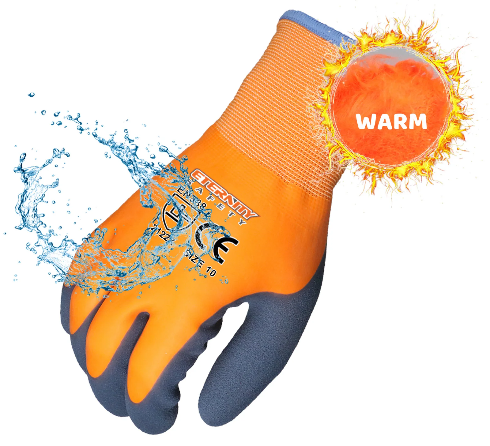 

ENTE SAFETY Terry brushed acrylic thermal insulated hand freezer winter work waterproof warm antislip gloves