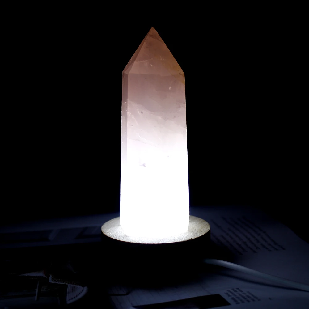 

wholesale healing crystals natural clear rose quartz crystal table lamp meditation crystal lamp for Folk Crafts