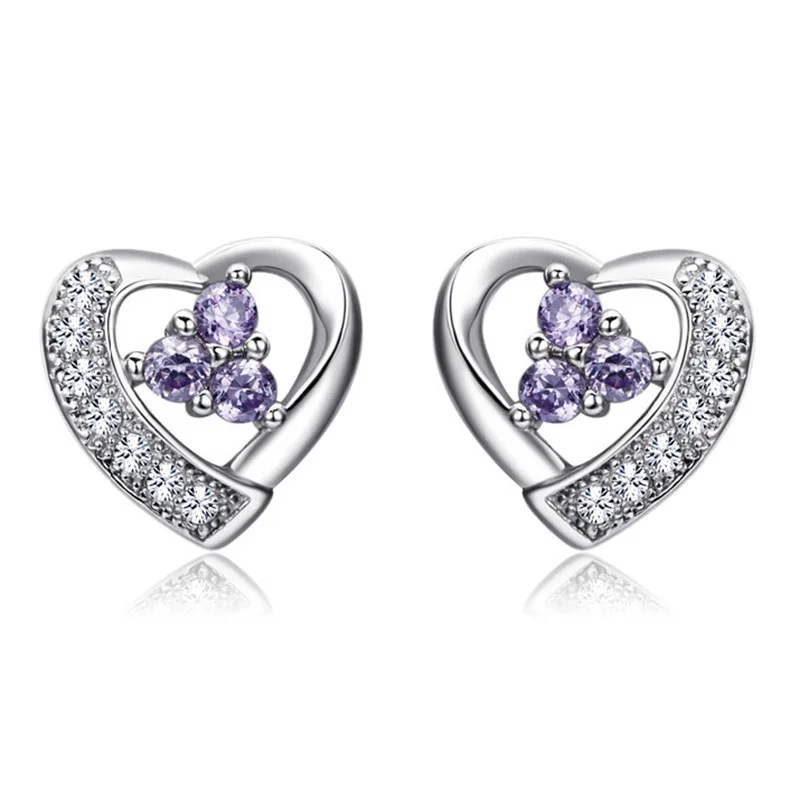 Niños Niñas Pequeño rojo o púrpura del Rhinestone corazón pendientes de Clip en