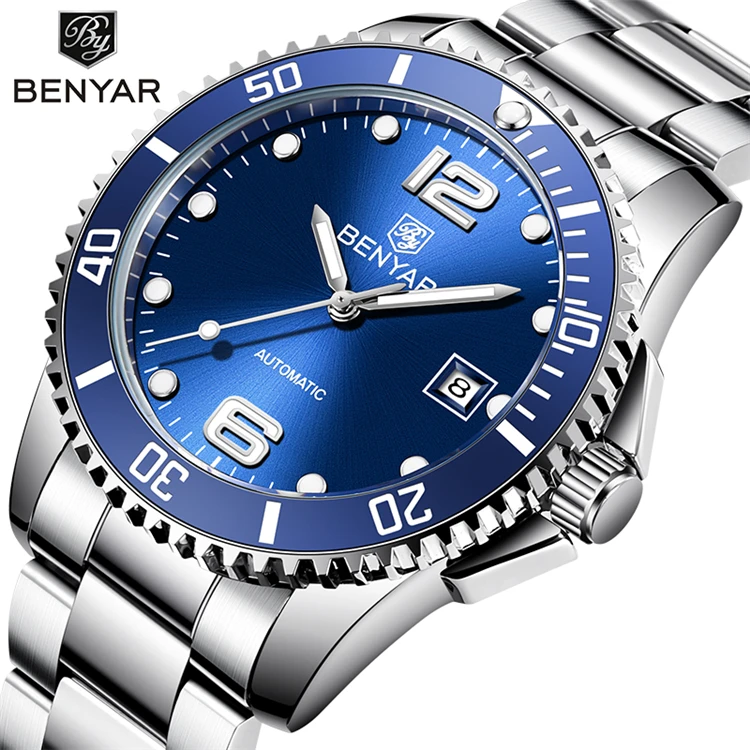 

BENYAR BY 5152 New Men Watch Automatic Mechanical Male Sport Clock Brand Luxury Military Stainless Steel Fashion Man Wristwatch