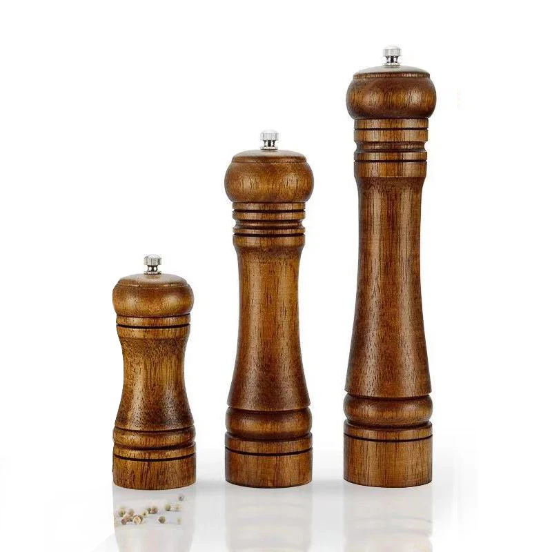 

Kitchen Tools Salt and Pepper Grinder Wooden Manual Pepper Mills Wholesale, Brown color
