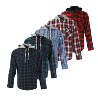 

Color optional casual 100% cotton long sleeve wholesale check flannel hood shirts for men