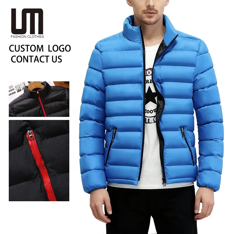 Custom Brand Logo Men's Winter Outdoor Padded Jacket Stand Collar Zipper Plus Size 5XL Cheap Wholesale Price