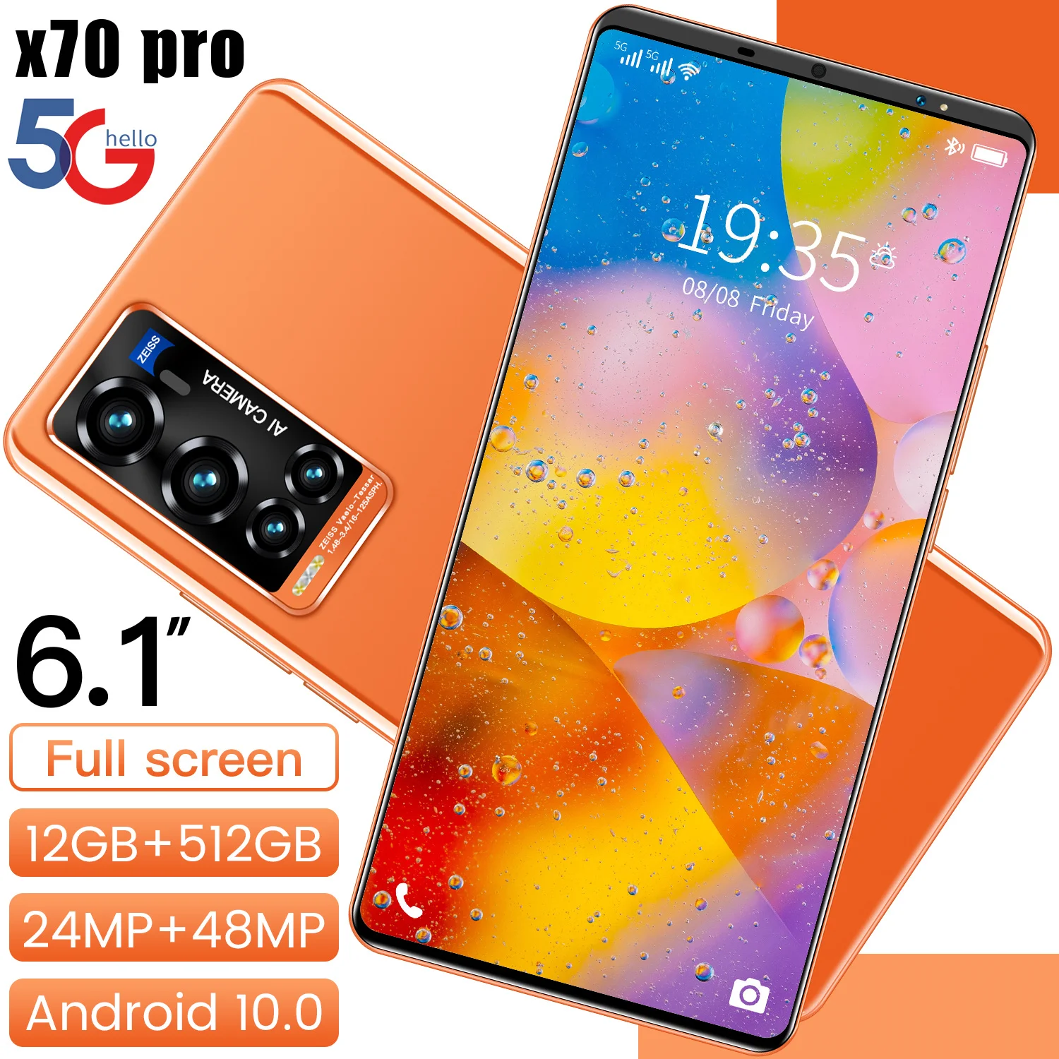 

Original X70 Pro Smartphones 12GB+512GB HD screen Phone 10-Core 4G 5G LET Cellphones Large battery unlocked Dual SIM phone