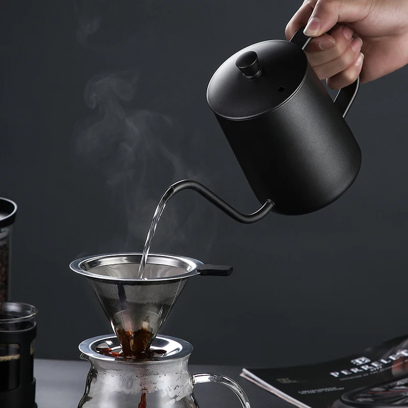 

350ml Gooseneck Long Narrow Spout Portable Black Stainless Steel 304 Material Kettle Pour Over Coffee Pot