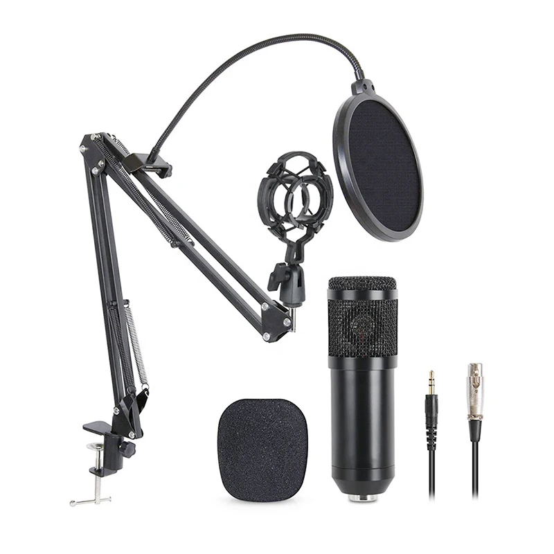 

bm800 professional microphone kit studio live stream broadcasting recording condenser microphone, Black