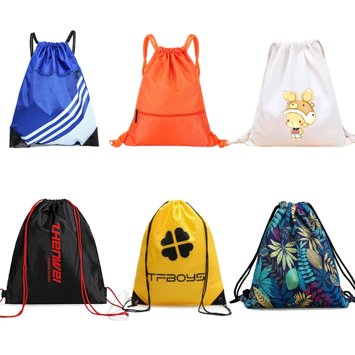 

Promotion custom logo polyester or nylon drawstring backpack bag, Any color you like