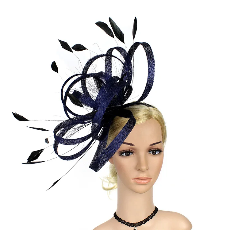 

Blue Feather Hair Band's Hair Ties Deluxe Fascinator Kentucky Derby Hat New Design Hairnet Gift for Ladies