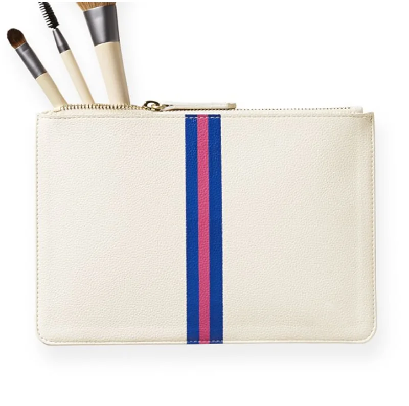 

New Fashion stripe print pu vegan leather pouch custermized pouch, As bellow show