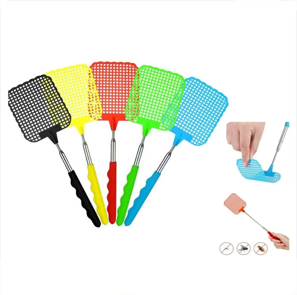 

Telescopic Fly swatter Bug Extendable Home Office Pest Control Flyswatter Plastic square head long handle mosquito killer, Blue, green, red, orange, pink