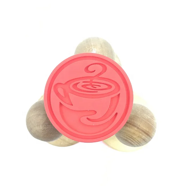 

Dongrong silicone custom silicone cake biscuit cookie stamps with wood handle