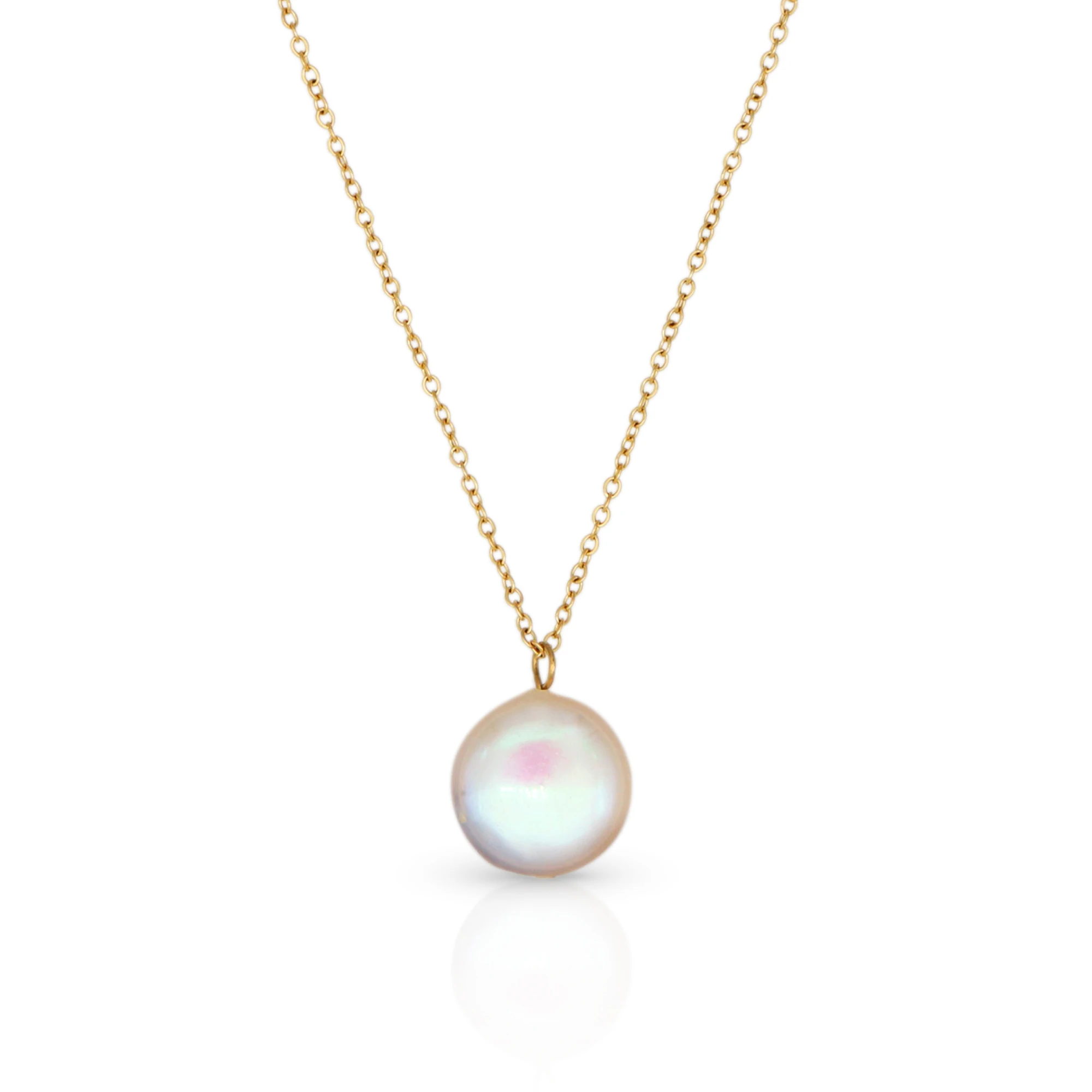 

Chris April in stock 316L stainless steel PVD gold plated water resistant natural button baroque freshwater pearl necklace