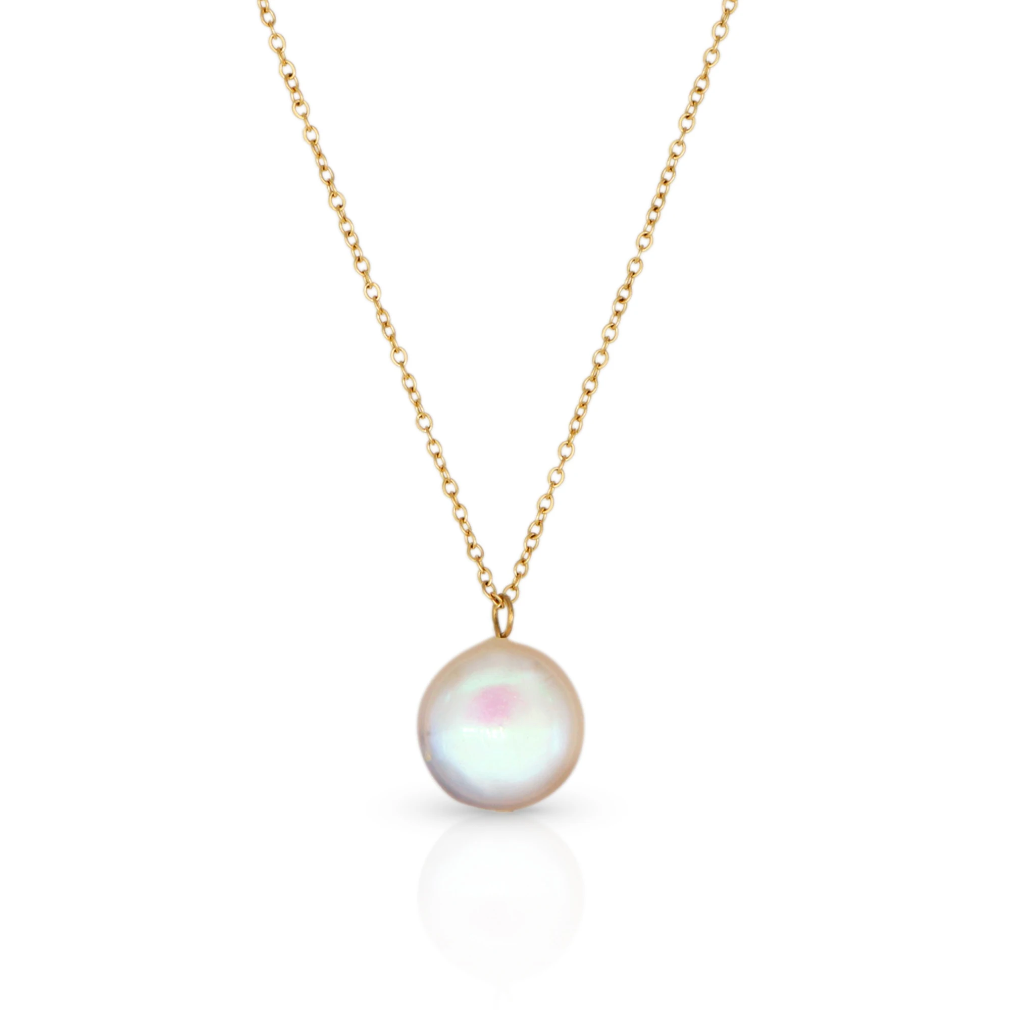 Chris April in stock 316L stainless steel PVD gold plated water resistant natural button baroque freshwater pearl necklace