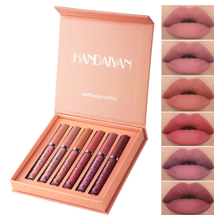 

OMG 6pcs lip gloss set non-stick matte lip gloss set gift box liquid lipstick