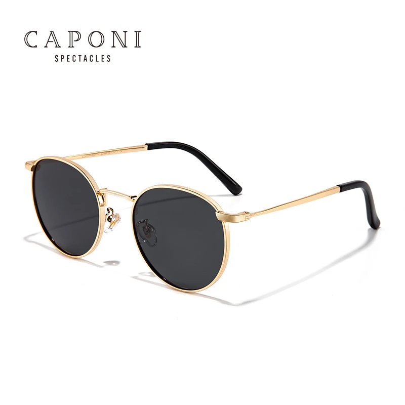 

CAPONI Vintage Brand Design Metal Round Frame Women Shades Sun Glasses Colorful UV400 Polarized Lens Unisex Sunglasses Trendy