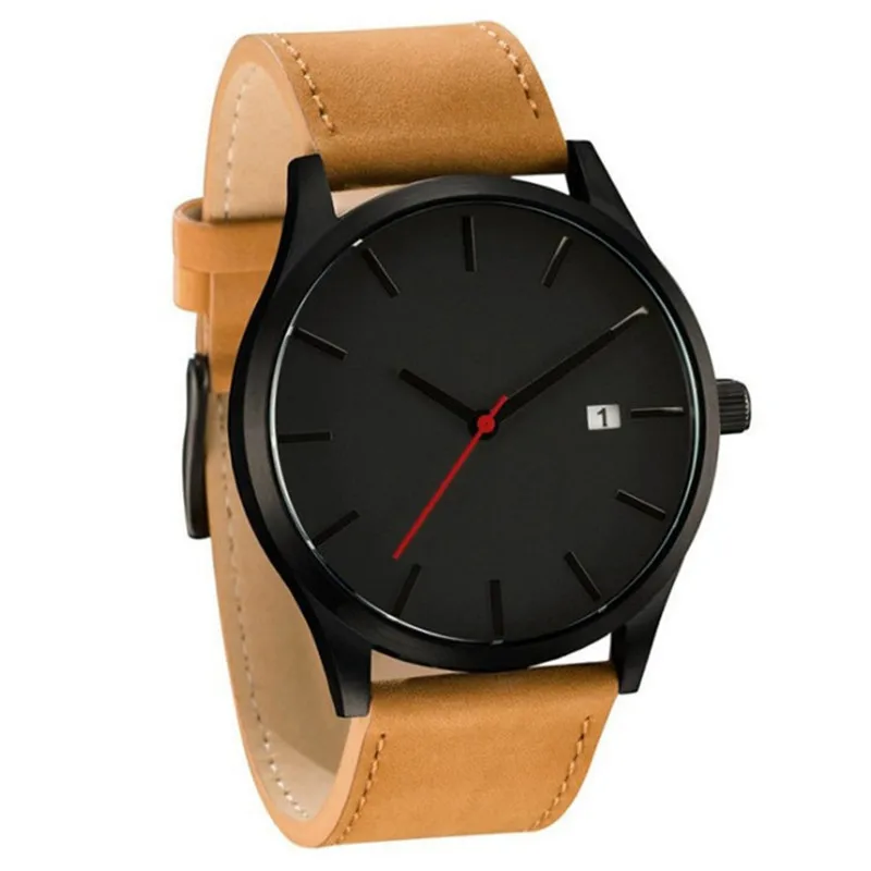 

New Sports Watch Men Leather Calendar Quartz Wristwatch Male Leather Wrist Watch