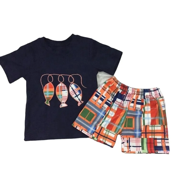 

Baby boy clothing sets embroidery boy sets boutique 2020 yiwu wholesale kids clothes