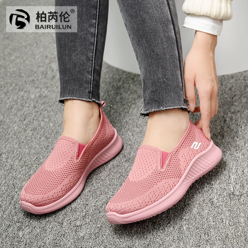 

New Knitted Breathable Women's Singles Soft Sole Sneakers Lazy Shoes Women's Cloth Casual Shoes