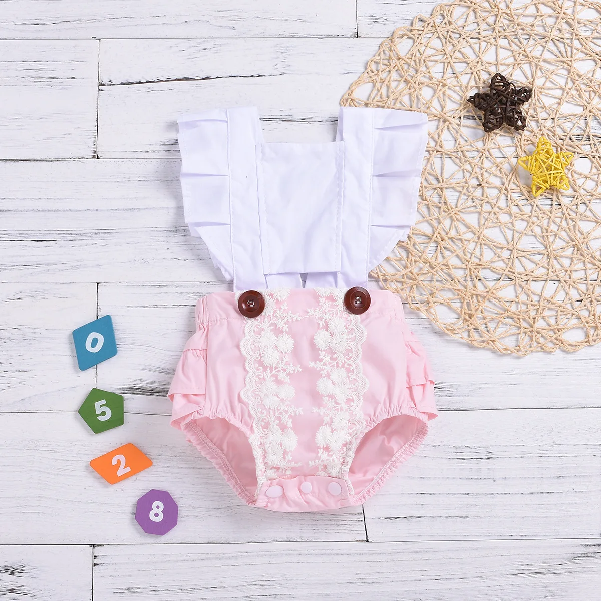 

Wholesale summer sleeveless infant toddler baby girl lace jumpsuit cotton new born baby romper, Picture shows