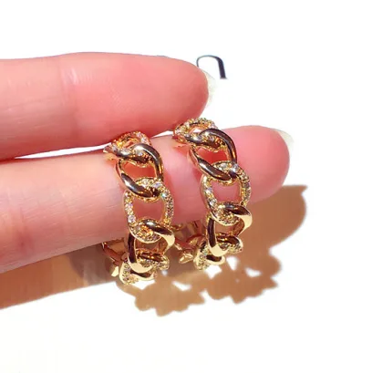 

New Gold Color Chain Hoop Earrings for Women Fashion Popular Metal Chain C Type Simple Earrings Statement Jewelry Gifts, Customized color
