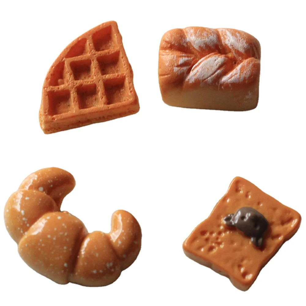 Cute Resin Croissant Bread Simulation Miniature Food Art Flatback Cabochon DIY Craft Decoration
