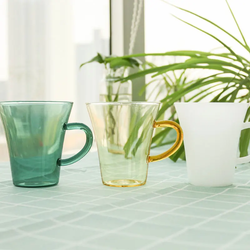 

New Type Borosilicate Reusable Heat ResistanceSingle Wall Glass Tea Cup, Clear,blue,amber,dark amber,teal,green,milk green