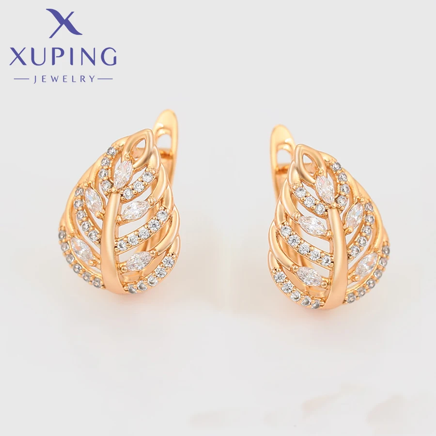 

S00137155 xuping jewelry special foliage shape trendy diverse vintage daily newly 18K gold color women huggie earring