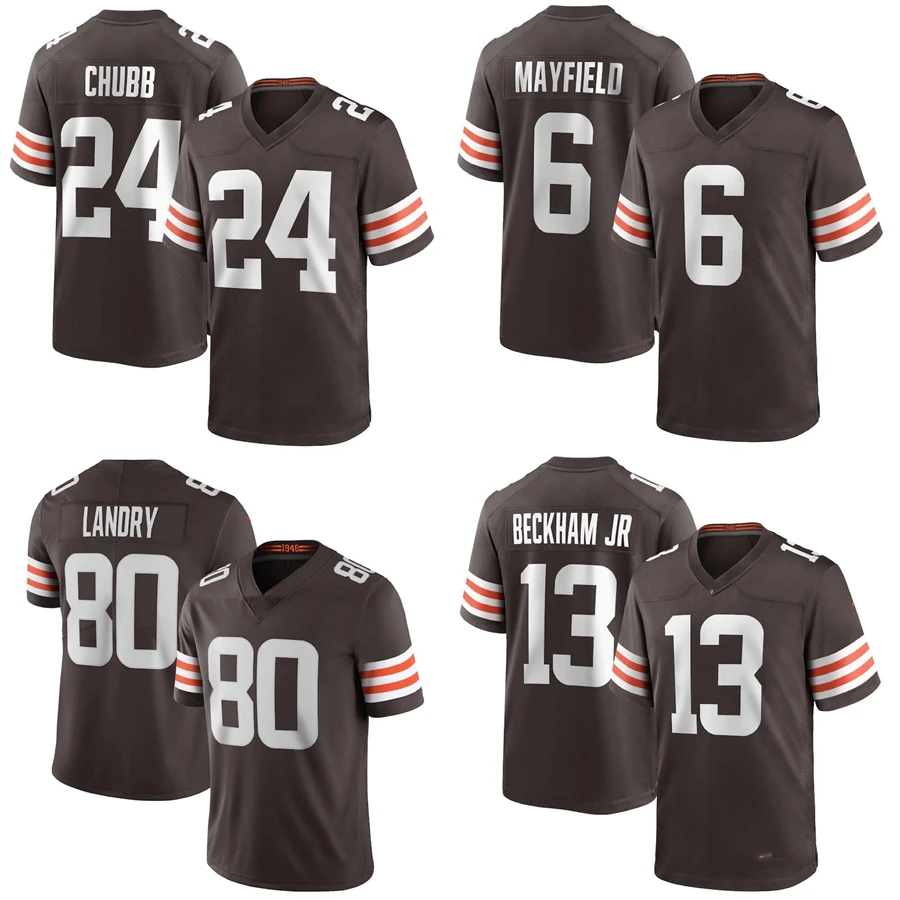 

Top Sell Cleveland City Stitched American Football Jersey Men's Brown s White Team Uniform #24 Nick Chubb #6 Baker Mayfield