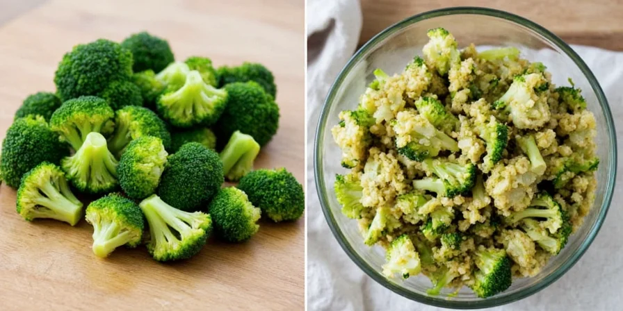 Final plated marinated broccoli with sesame seeds and chili