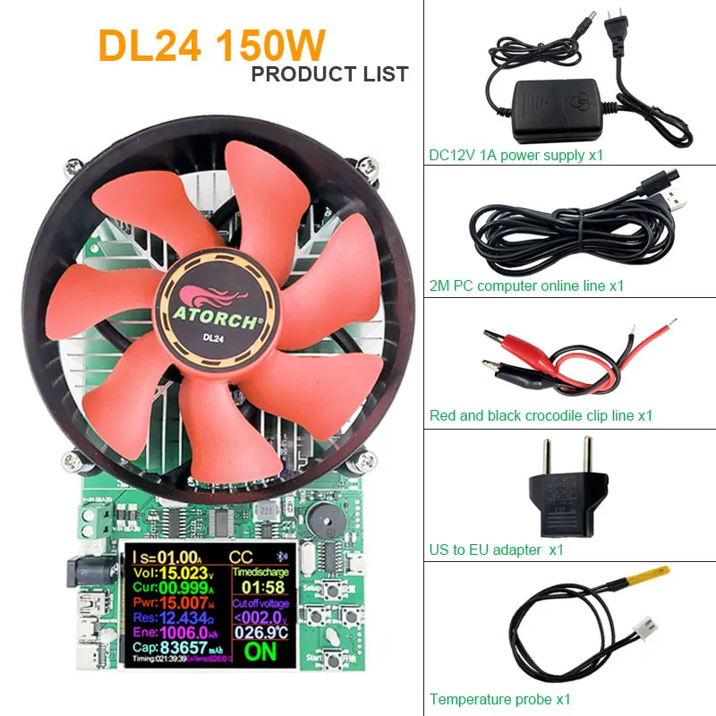 2.2" Display Intelligent Electronic Load 150V 10A 150W  Battery Discharge Tester 