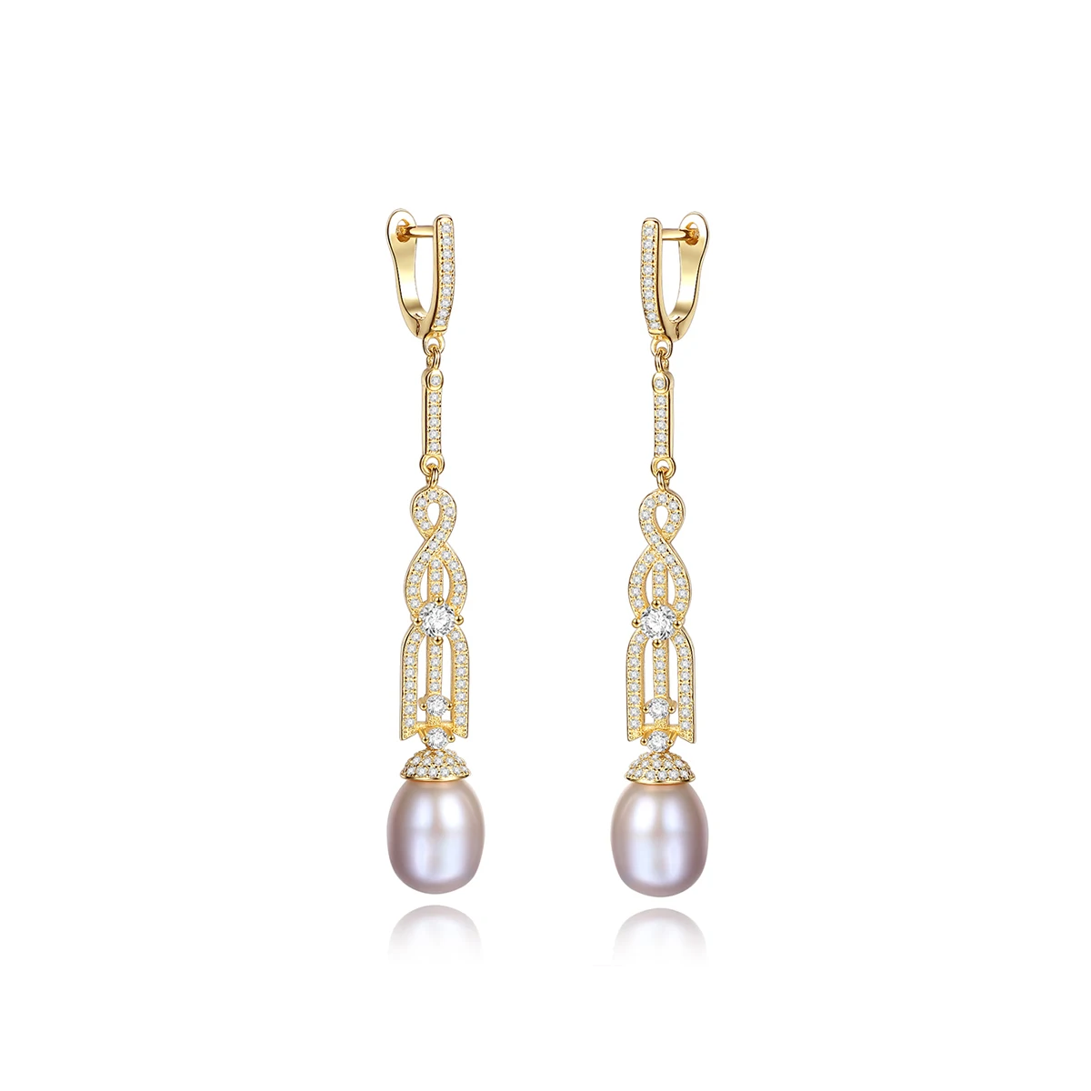 

Earrings Luxury Wholesale Fashion Retro Style Drop Sterling Silver Gold 18K Plated Pearl Earrings