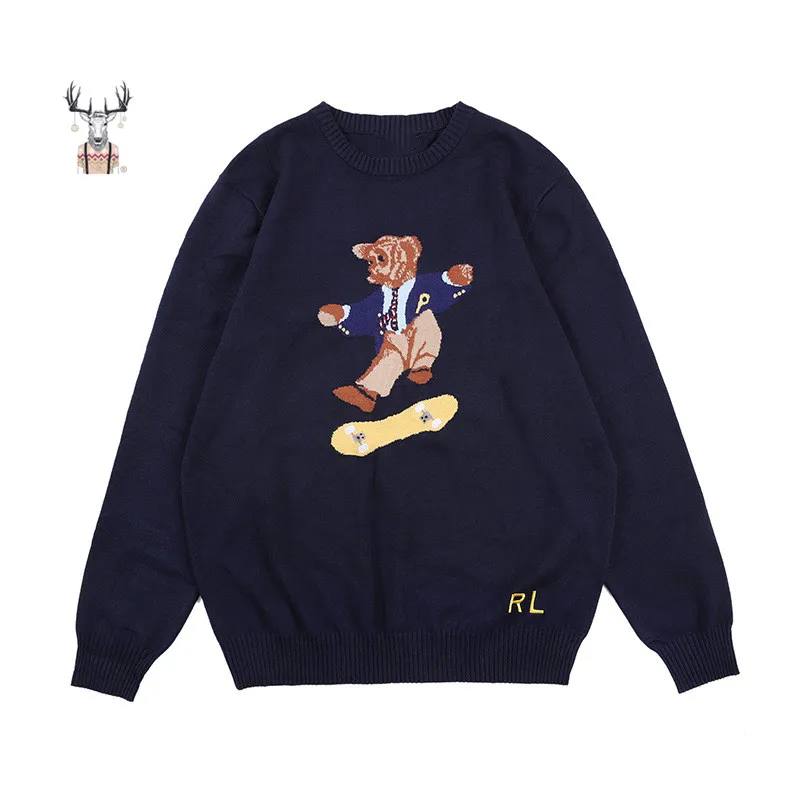 

Crewneck High Quality Jumper Pullover Jacquard Knitwear Men Sweater Cotton